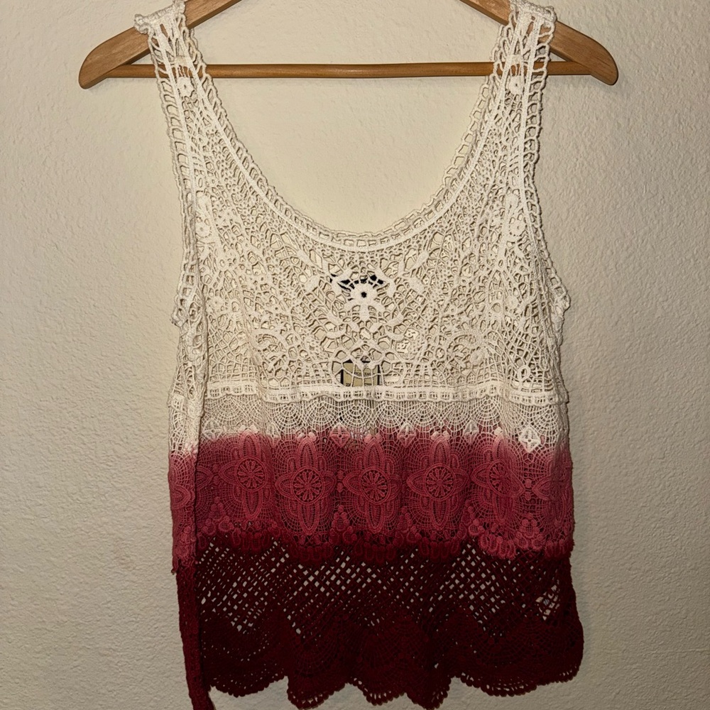 American Eagle Outfitters Cream Embellished Cropped Tank Top